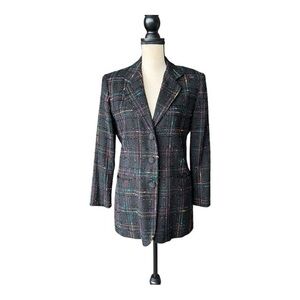Lauren Meren Vintage 80s Women's Black Plaid Blazer Size 4